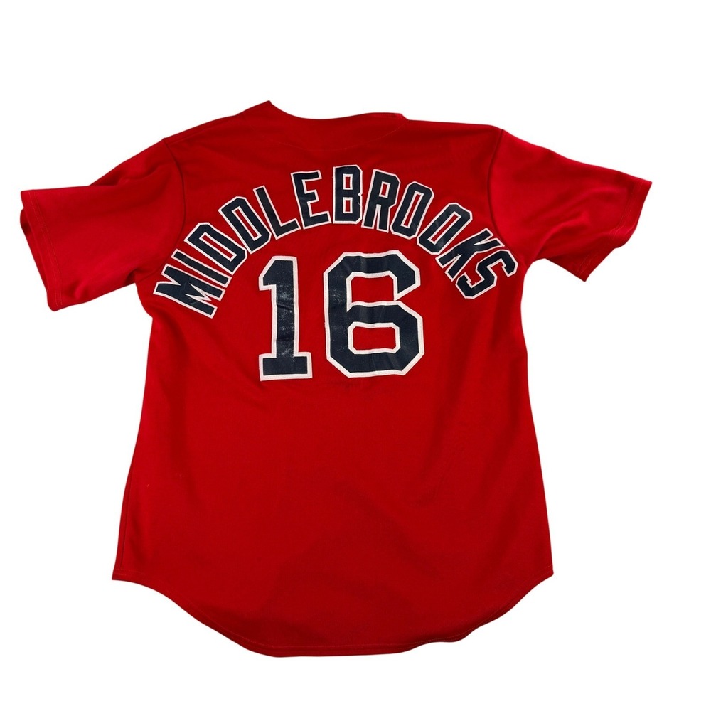 Boston Red Sox Middlebrooks 16 Jersey Mens Large Red MLB Majestic Baseball